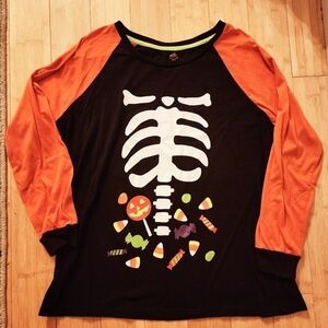 Way to Celebrate Women's Glow in the Dark Halloween Long Sleeve T-Shirt L XL EUC